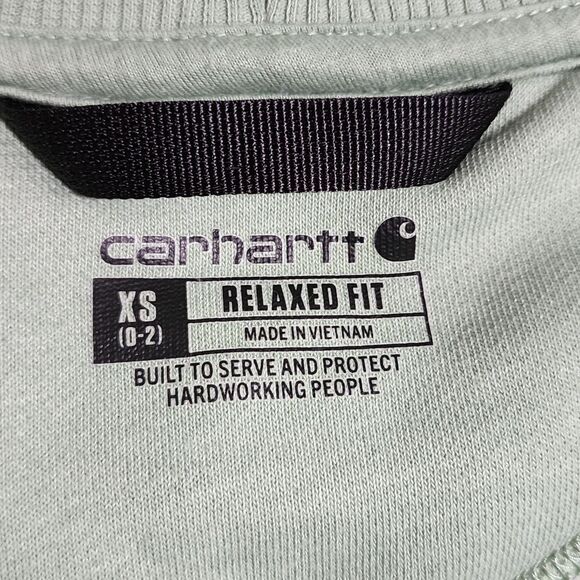 Carhartt Womens Fleece Graphic Sweatshirt Green Cotton Crew Neck #104410 Size XS - Picture 7 of 10